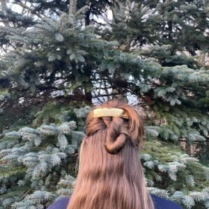 Mellem Maude Hårspænde 35 x 100 mm 925s Sølv, Forgyldt